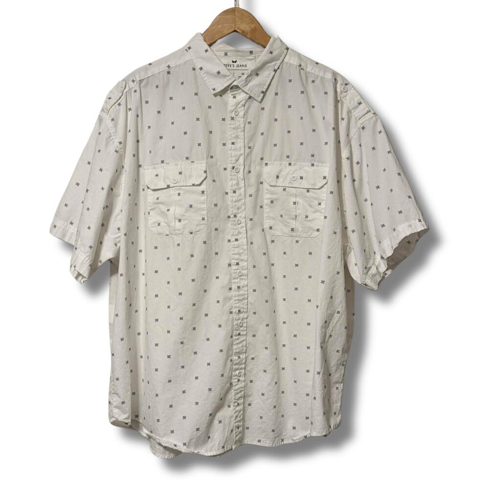 Steve’s Jeans Men’s 4X Short Sleeve Button Down Shirt | 100% Cotton
